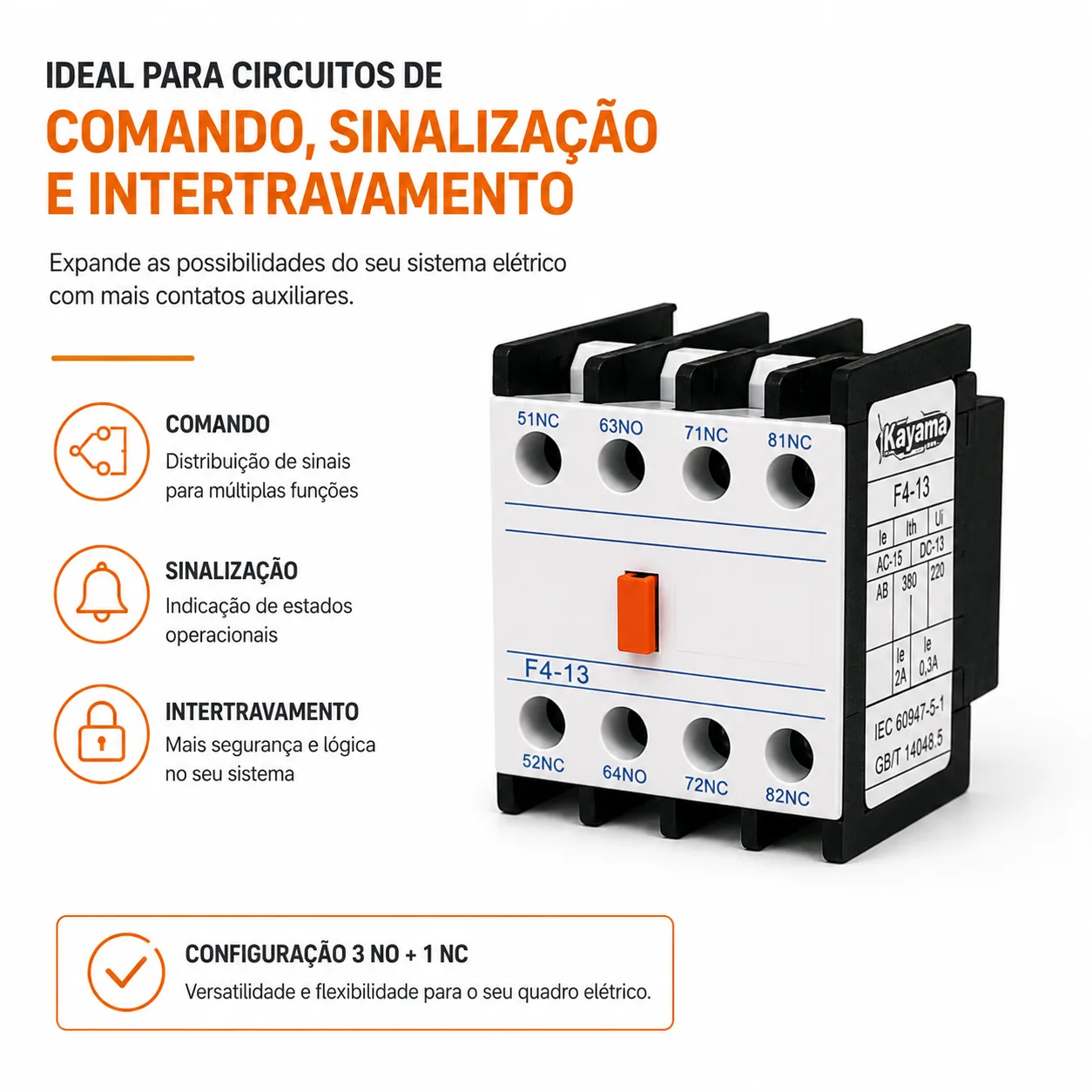 Bloco Auxiliar CJX2 1NC + 3NO - KAYAMA — imagem 4