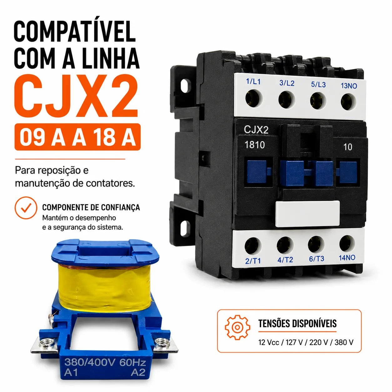 Bobina para contator CJX2 de 9 a 18 A - KAYAMA 127Vca — imagem 2