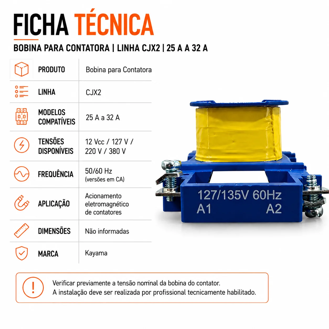 Bobina para contator CJX2 de 25 a 32 A - KAYAMA 380Vca — imagem 5