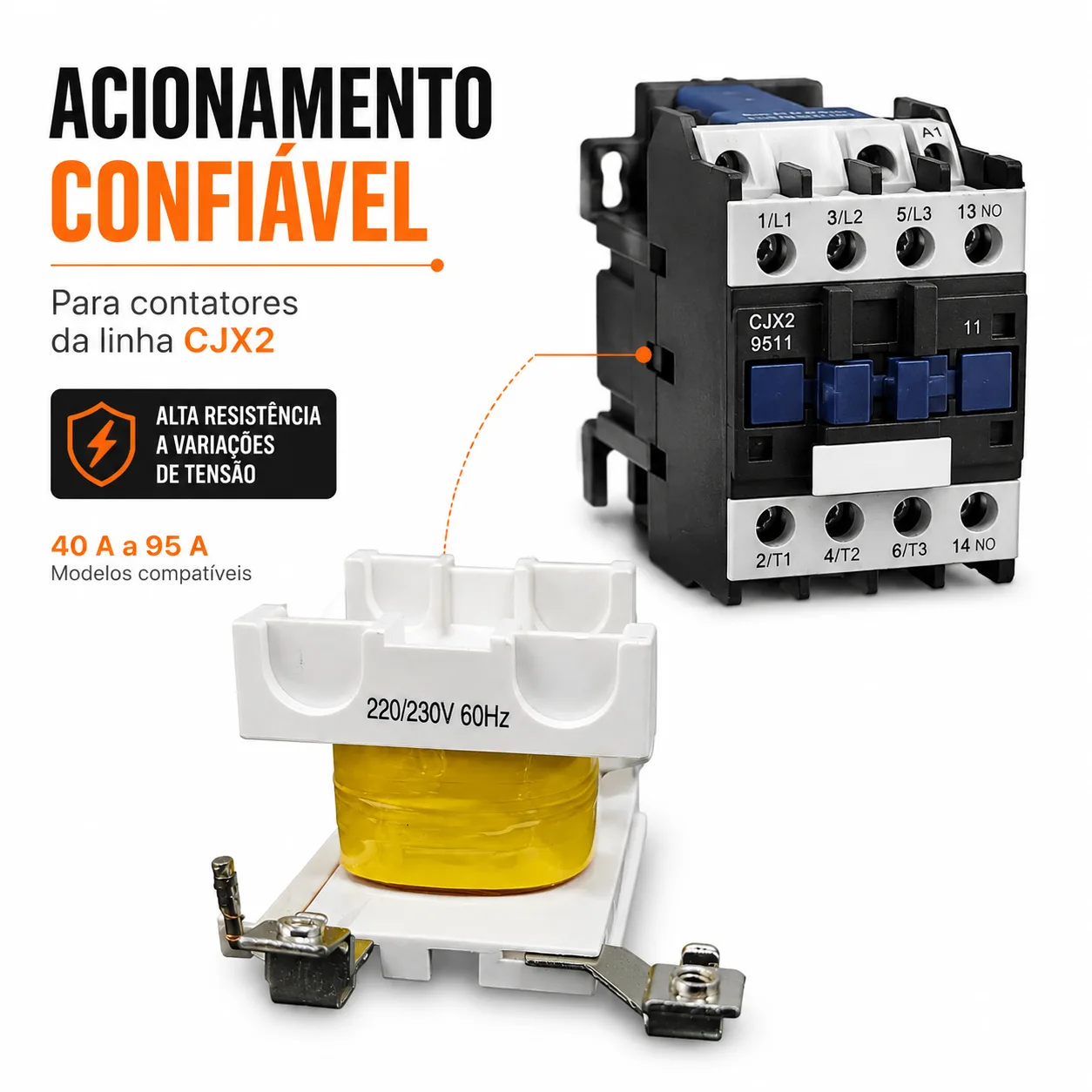 Bobina para contator CJX2 de 40 a 95 A - 50/60 HZ - KAYAMA 380Vca — imagem 3