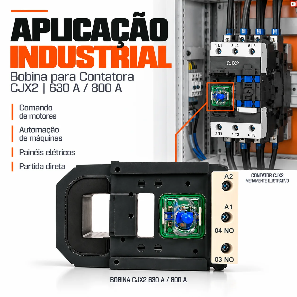 Bobina para contator CJX2 de 630 e 800 A -50/60 HZ - KAYAMA 220Vca — imagem 8