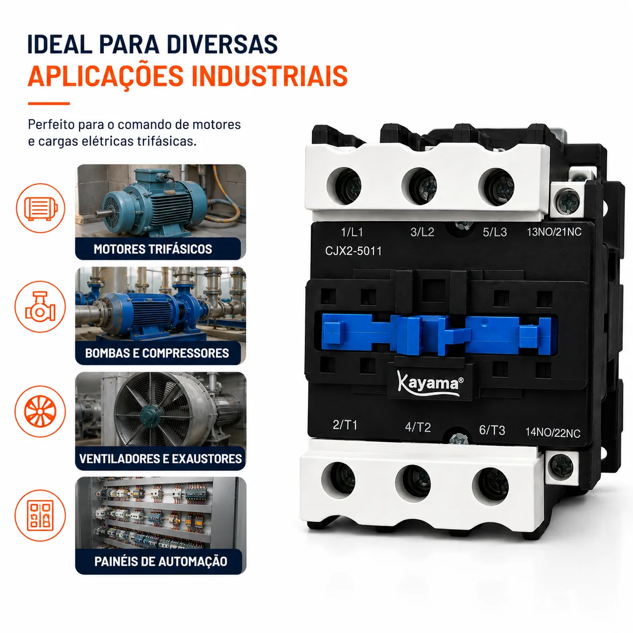 contator Tripolar CJX2-5011C - 220V- 50/60 HZ - KAYAMA — imagem 4