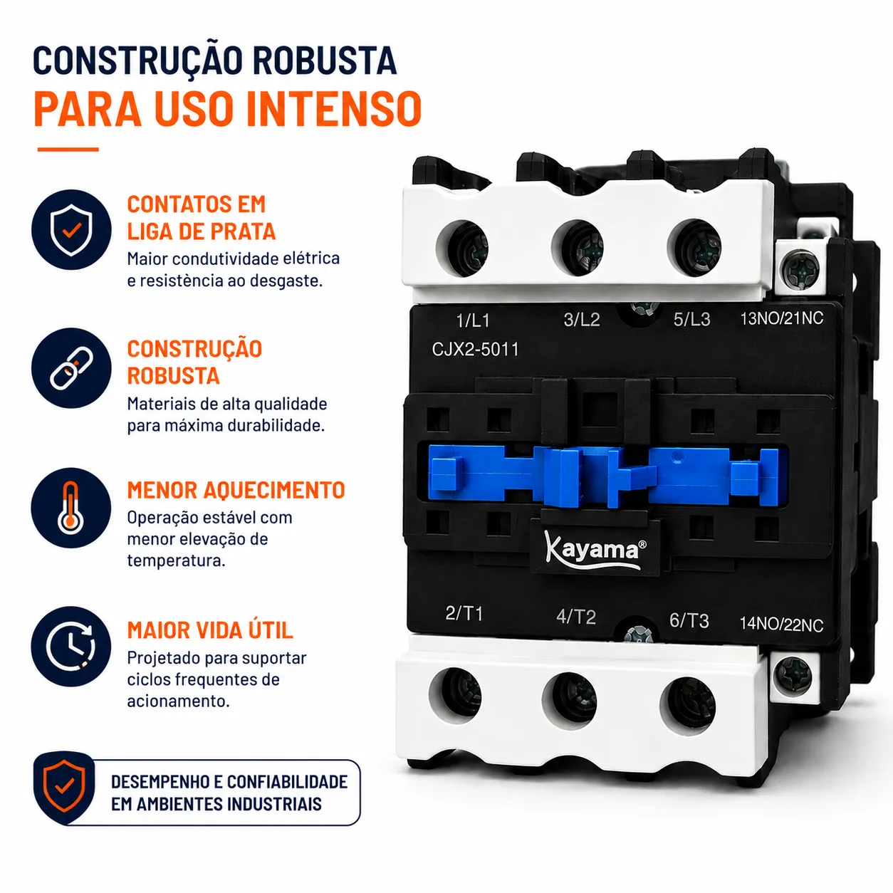 contator Tripolar CJX2-5011C - 220V- 50/60 HZ - KAYAMA — imagem 6