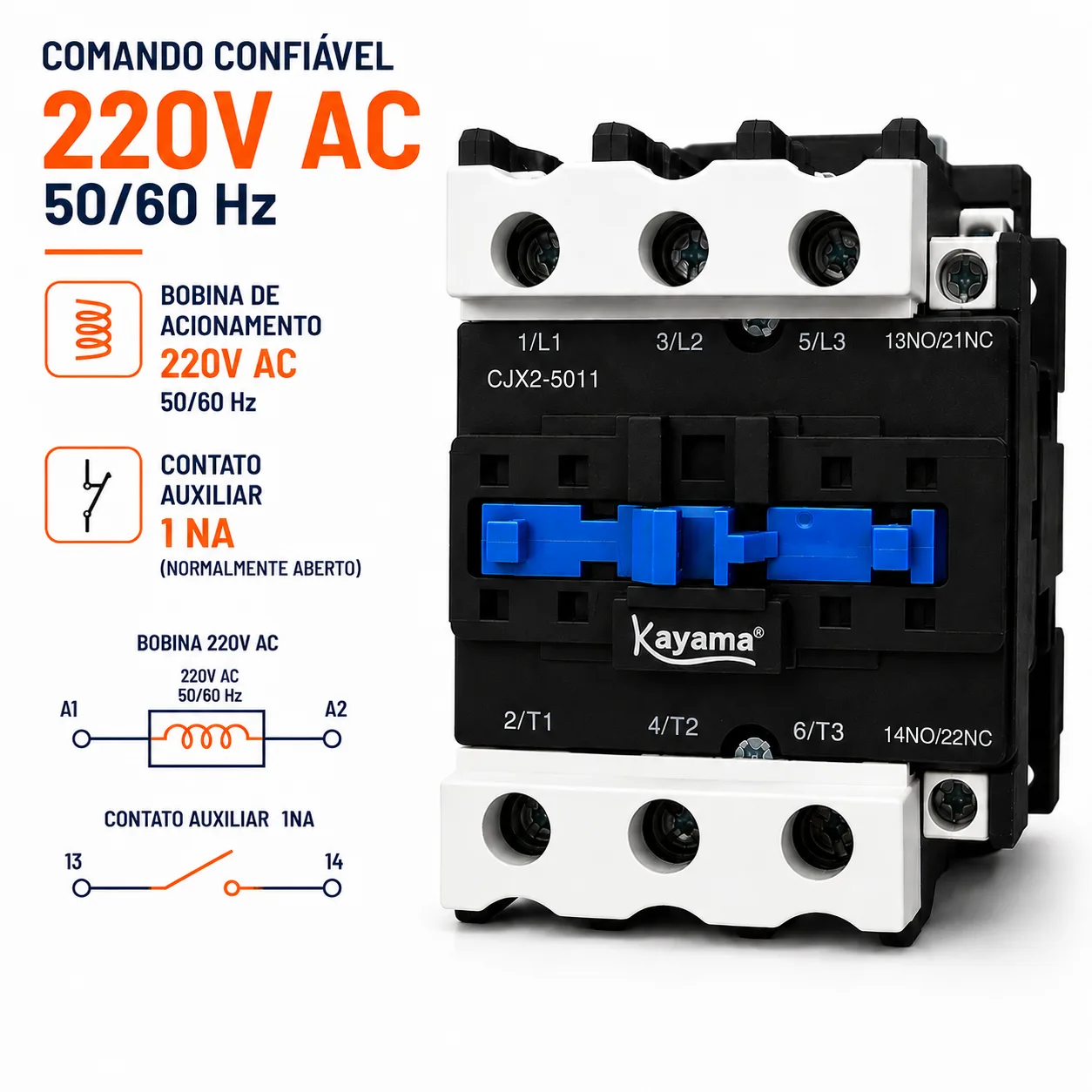 contator Tripolar CJX2-8011B - 220V- 50/60 HZ - KAYAMA — imagem 5