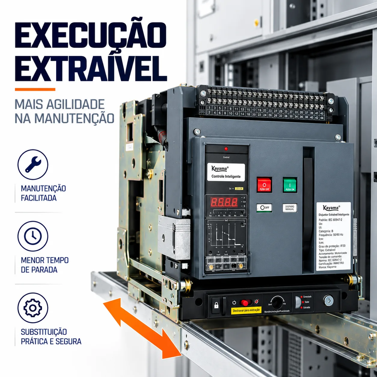 Disjuntor Motorizado ACB-ST45-6300 - 6300A Extraível- KAYAMA — imagem 3