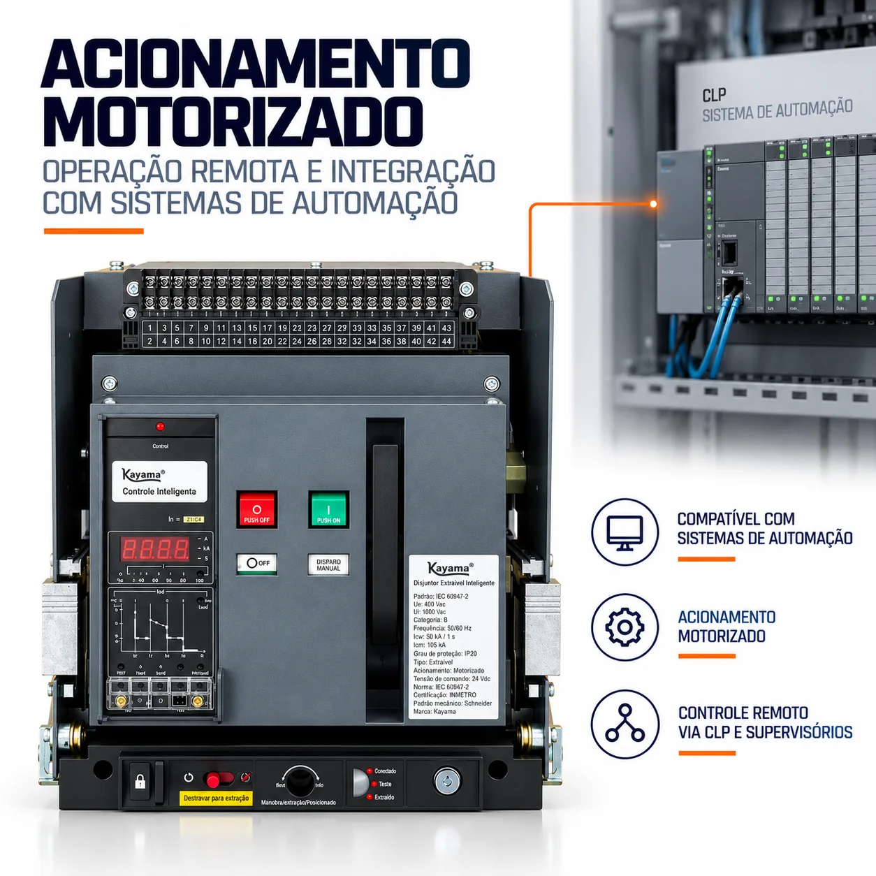 Disjuntor Motorizado ACB-ST45-2000 - 1600A Extraível- KAYAMA — imagem 2