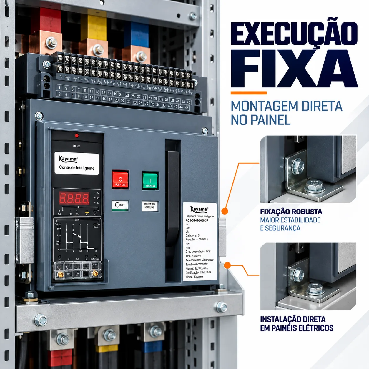 Disjuntor Motorizado ACB-ST45-6300 - 5000A Fixo - KAYAMA — imagem 3