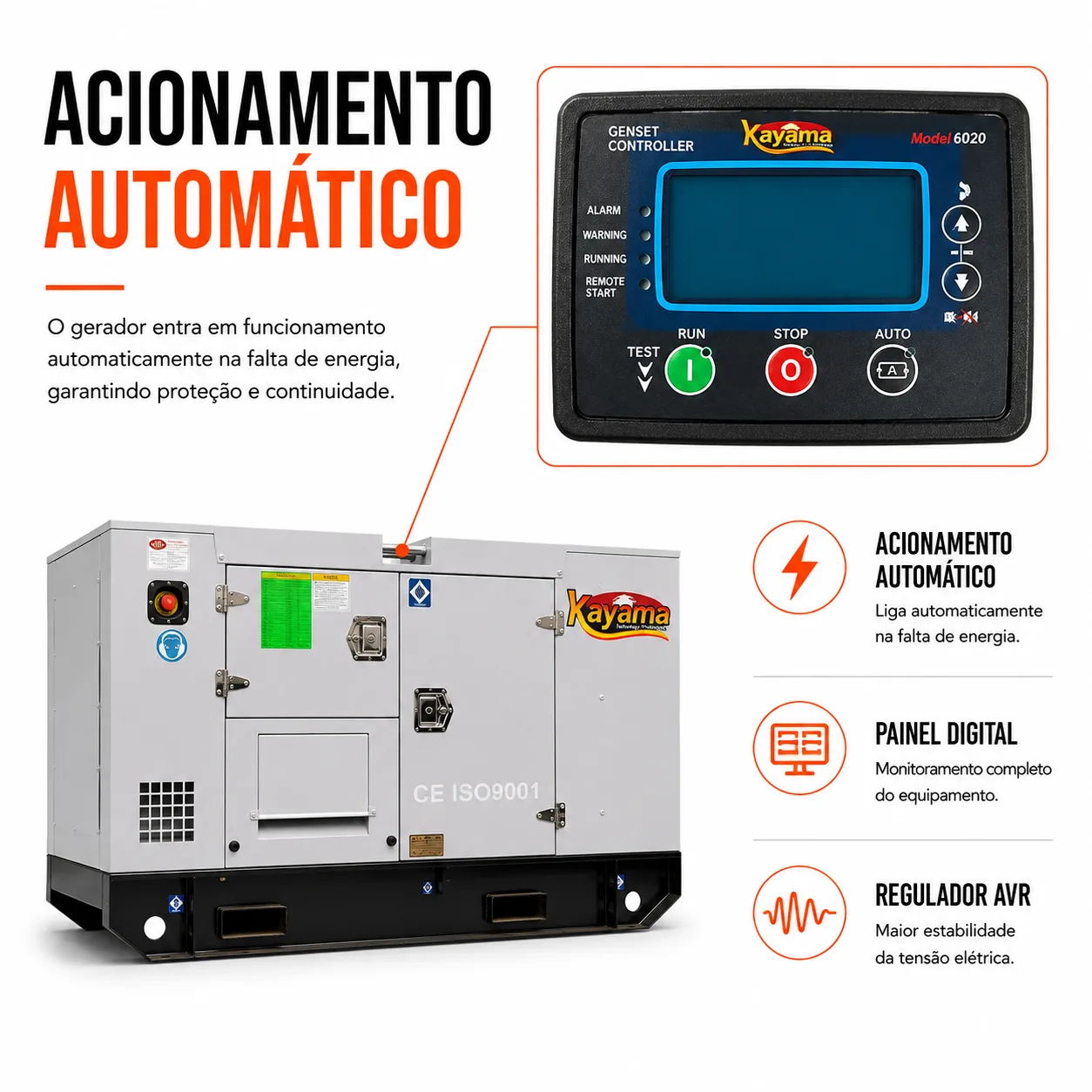 Gerador de Energia Elétrica à Diesel 85 KVA Trifásico Kayama Plataforma modelo K85000PSP3E 266/460V 60 HZ — imagem 2