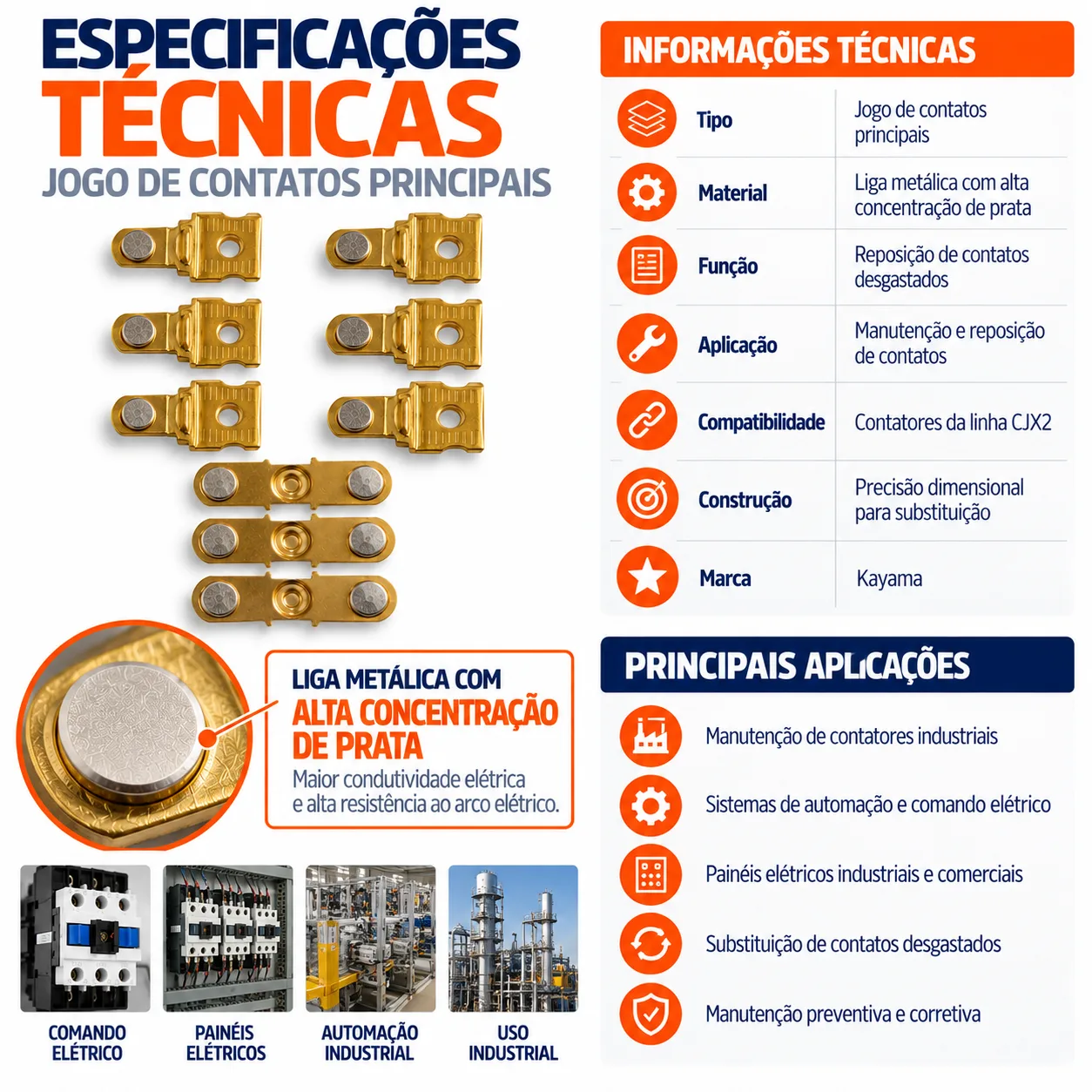 Jogo de contato contator CJX2 - 6511B- KAYAMA — imagem 3