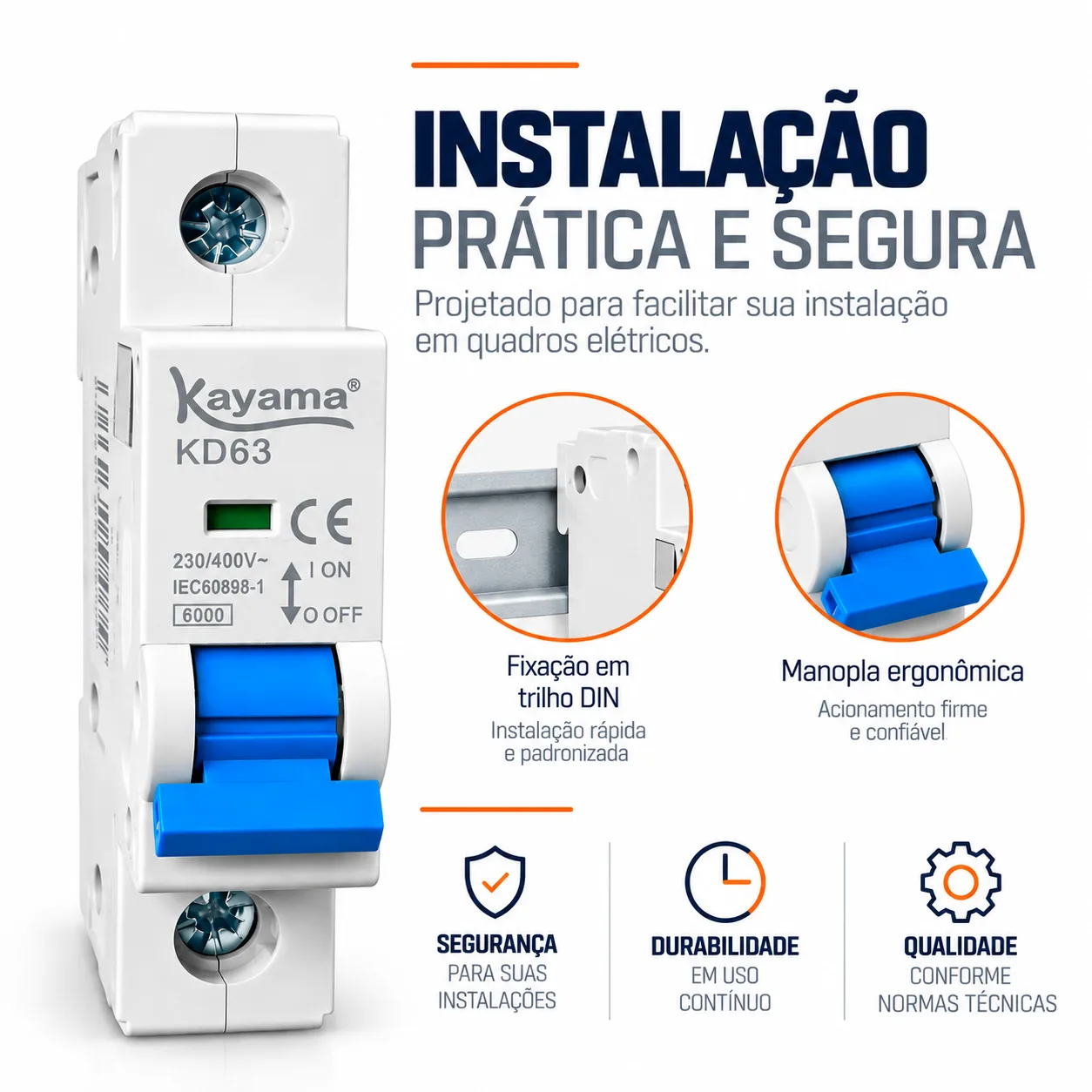 Mini-disjuntor DIN Unipolar Curva C 10A — imagem 4