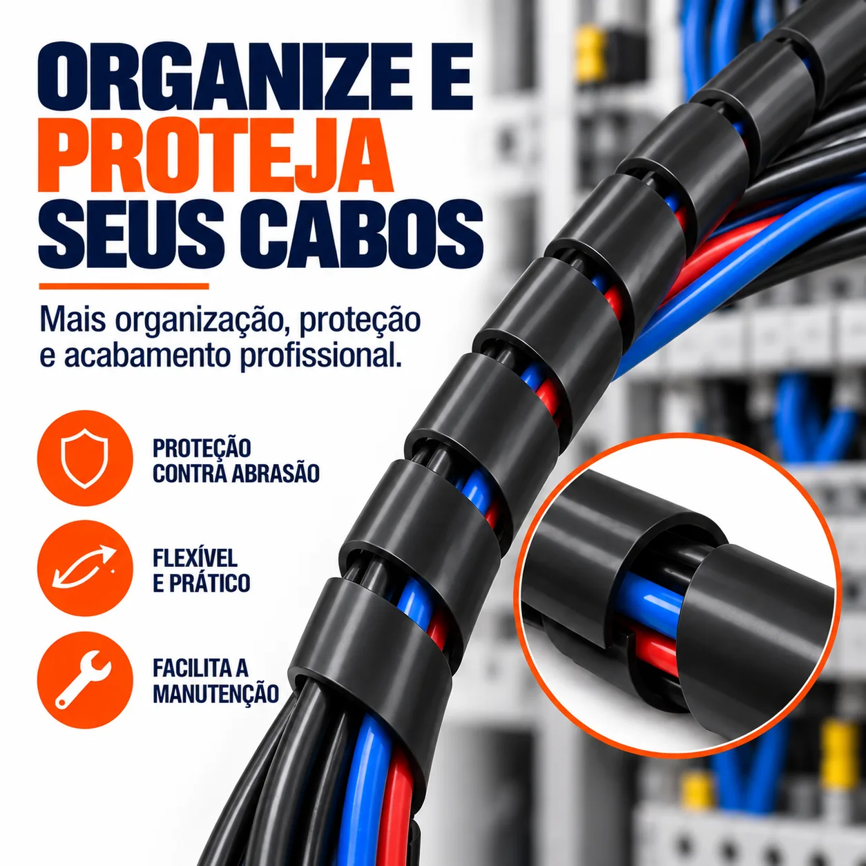 Organizador de Cabos espiral Preto Kayama 14 mm c/ 6 metros — imagem 2