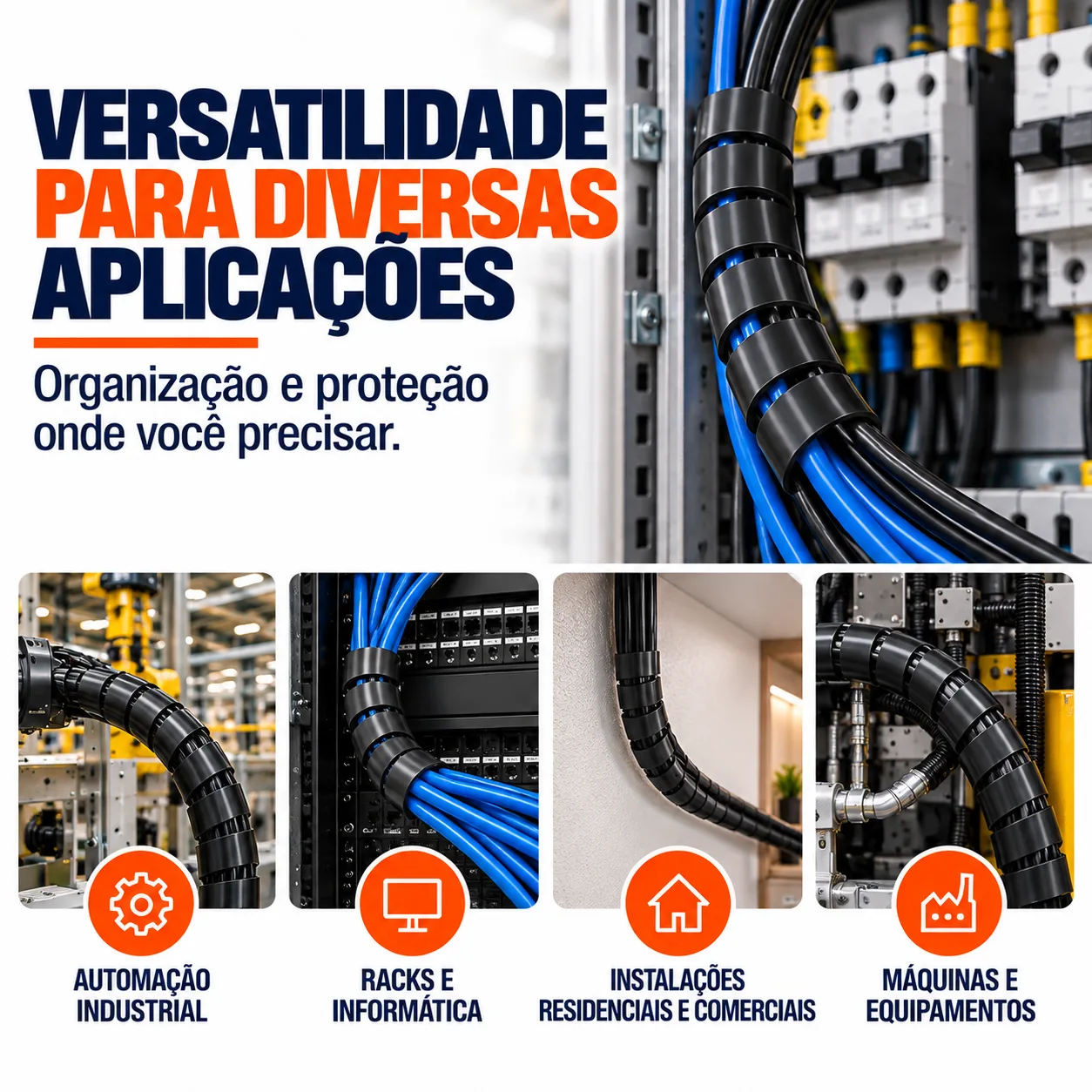 Organizador de Cabos espiral Preto Kayama 18 mm c/ 4 metros — imagem 3