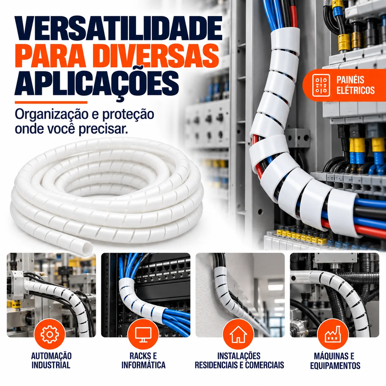 Organizador de Cabos espiral Branco Kayama 30 mm c/ 1,5 mts — imagem 3