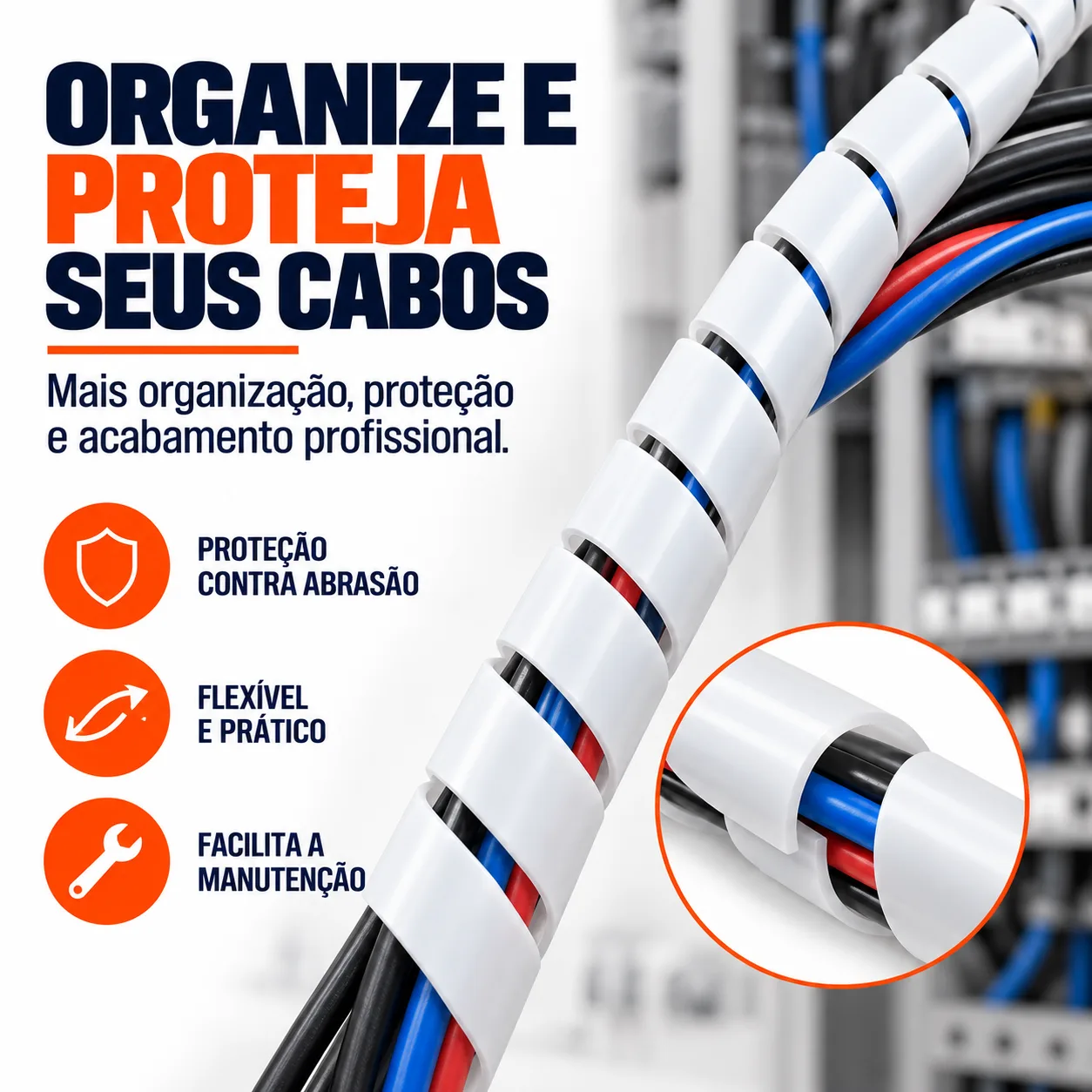 Organizador de Cabos espiral Branco Kayama 18 mm c/ 4 metros — imagem 2