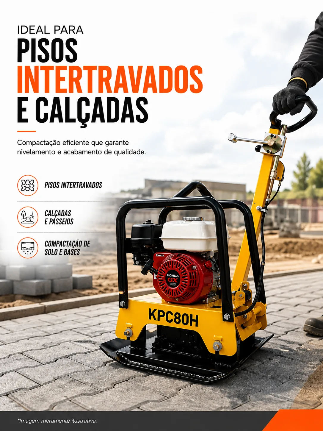 Placa Vibratória à gasolina 80 Kg Kayama modelo:KPC80H — imagem 4