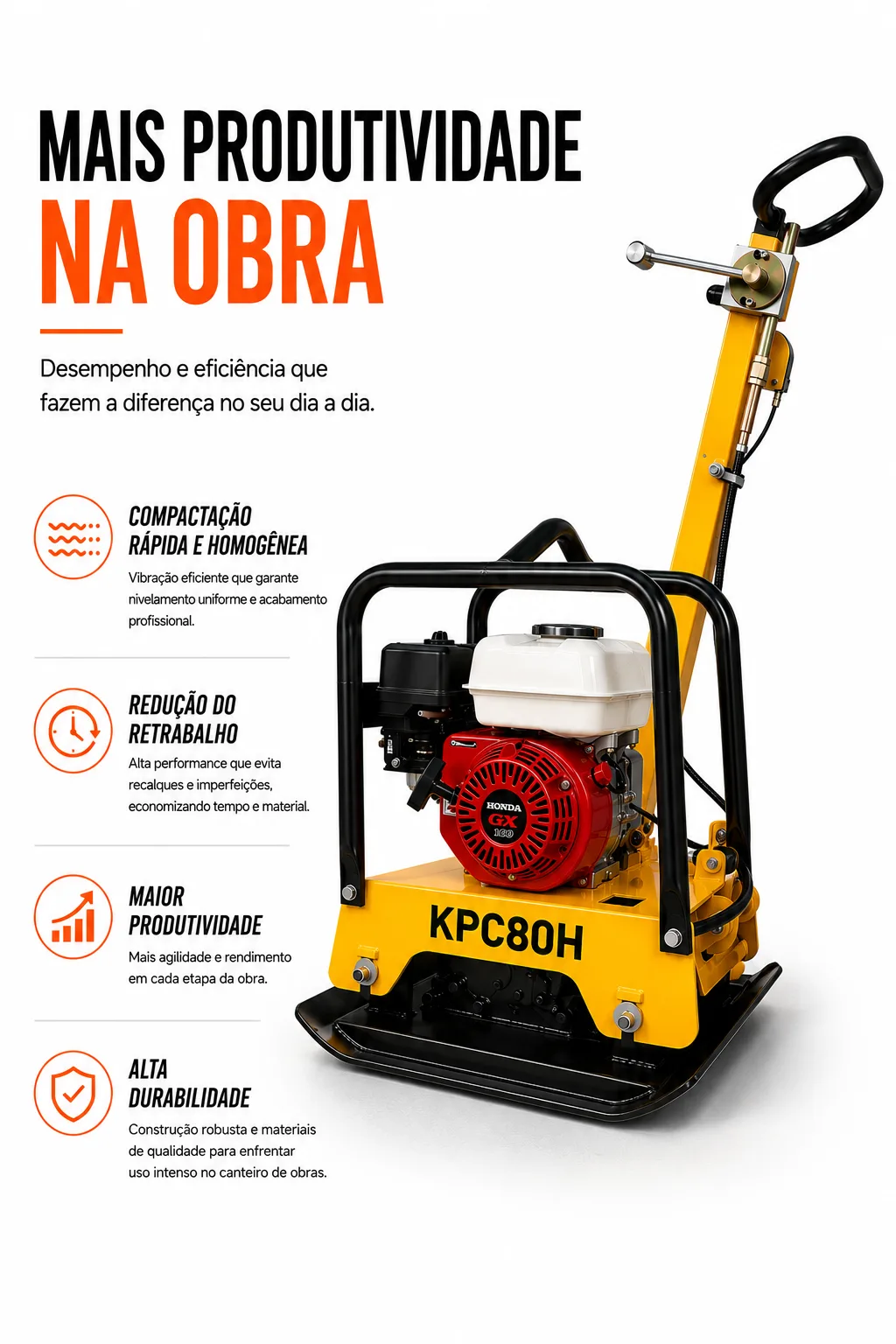 Placa Vibratória à gasolina 80 Kg Kayama modelo:KPC80H — imagem 5