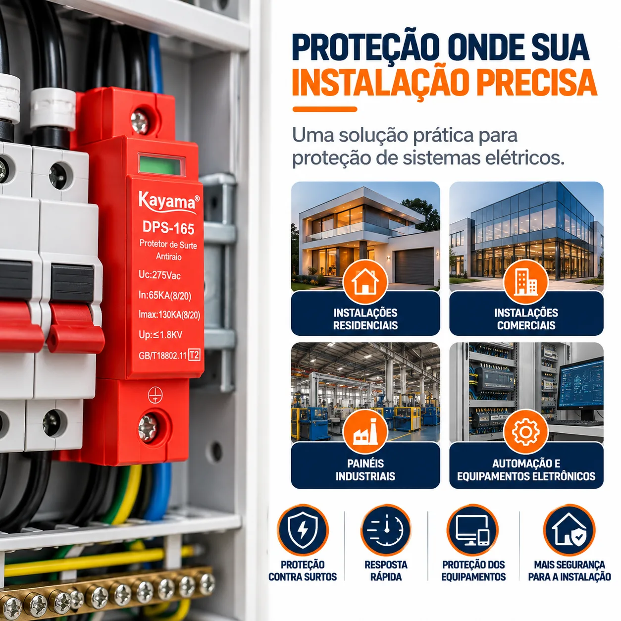 Cartucho para Protetor de Surto Antiraio DPS-165 65KA Kayama — imagem 3