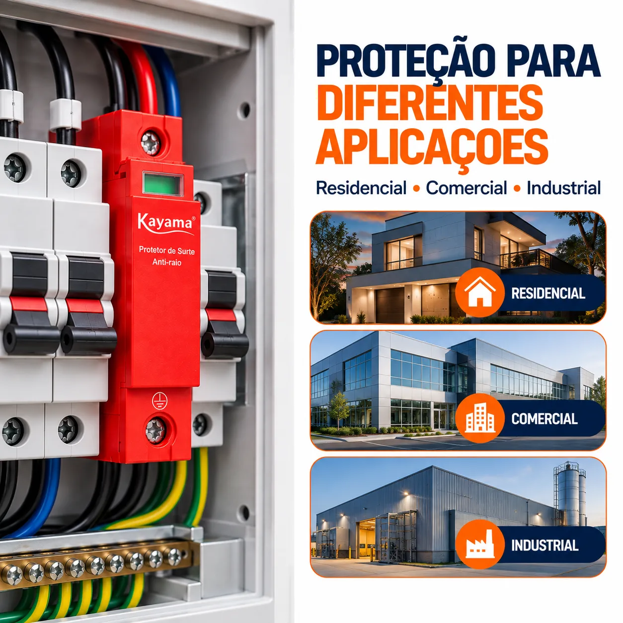 Protetor de Surto DPS Antiraio 40KA 275V 1P DPS-140 Kayama — imagem 3