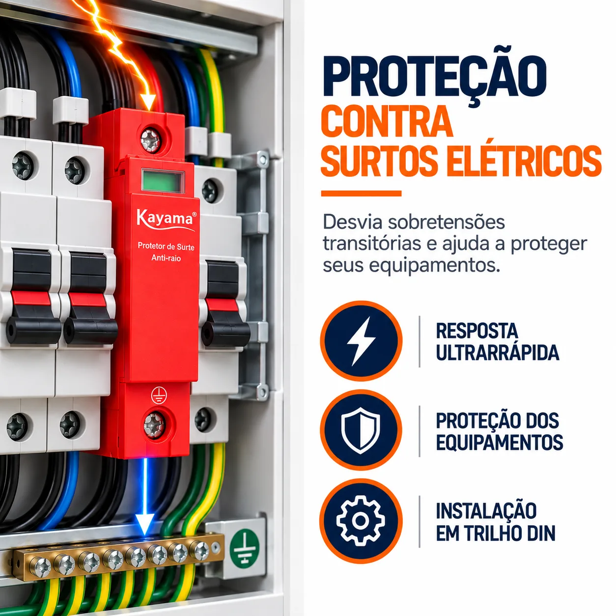 Protetor de Surto DPS Antiraio 15KA 275V 1P DPS-115 Kayama — imagem 2
