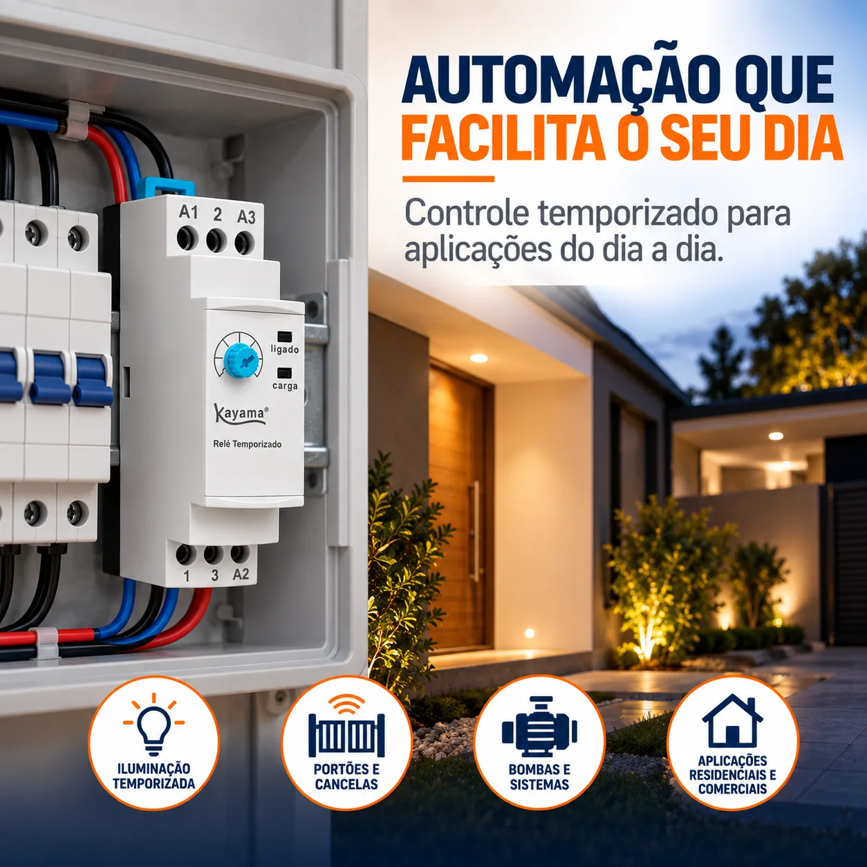 Relé Temporizado Eletrônico 0,1-60 s - KRTE-60S - 220V 50/60HZ - Kayama — imagem 4