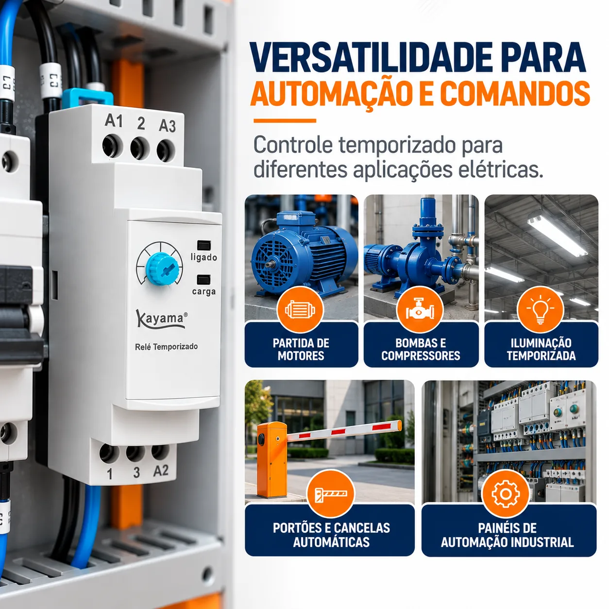 Relé Temporizado Eletrônico 0,1-30 m - KRTE-30M - 220V 50/60HZ - Kayama — imagem 3