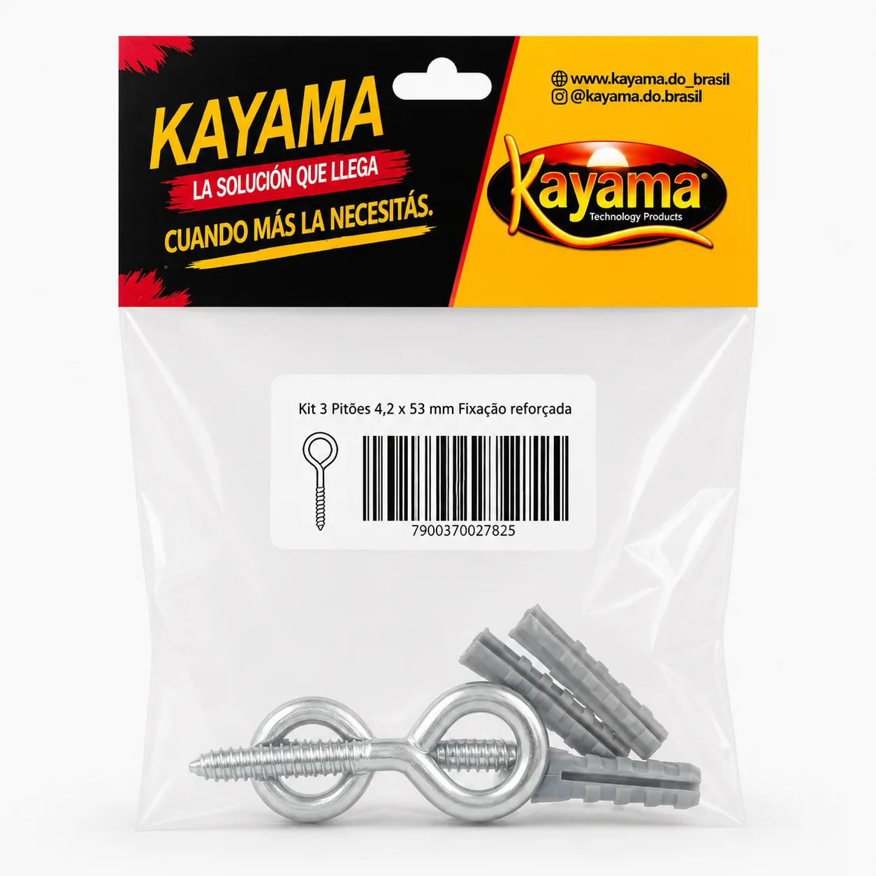 Kit 2 Pitões 4,4 x 67mm Kayama Fixação Reforçada(Encartelado)