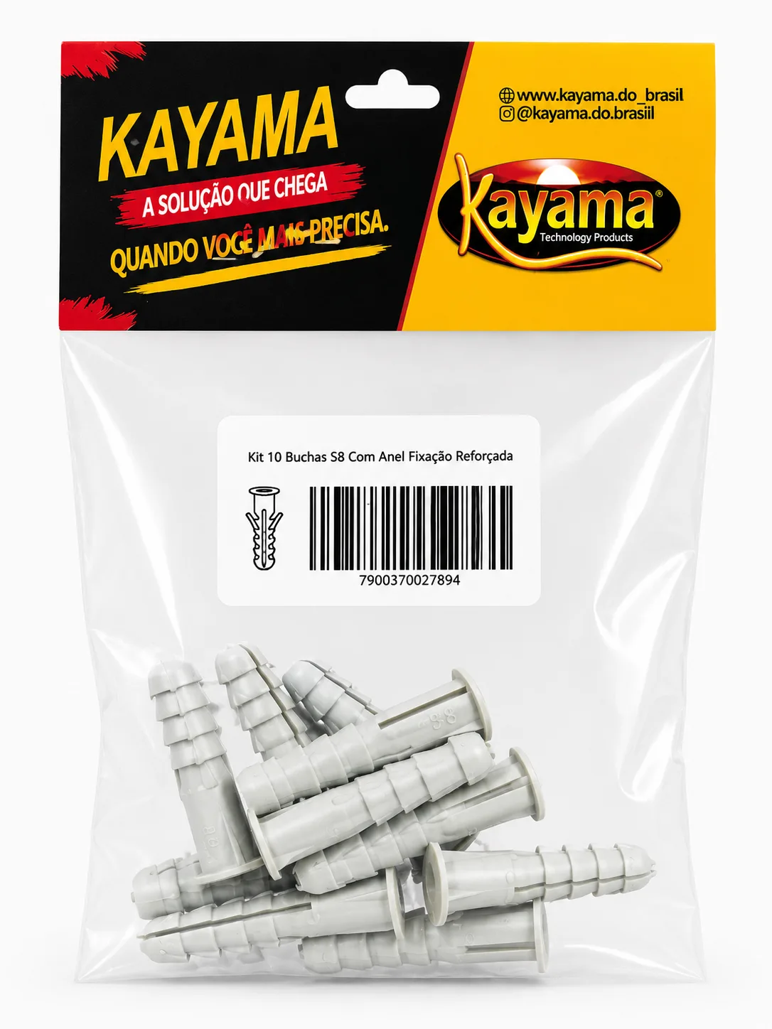 Kit 8 Buchas S8 Multiuso Kayama Fixação Reforçada(Encartelado)