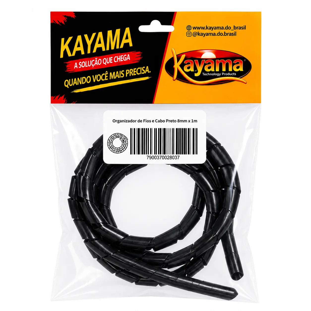 Organizador para Fios e Cabos Preto 30mm x 0,5m Kayama(Encartelado)